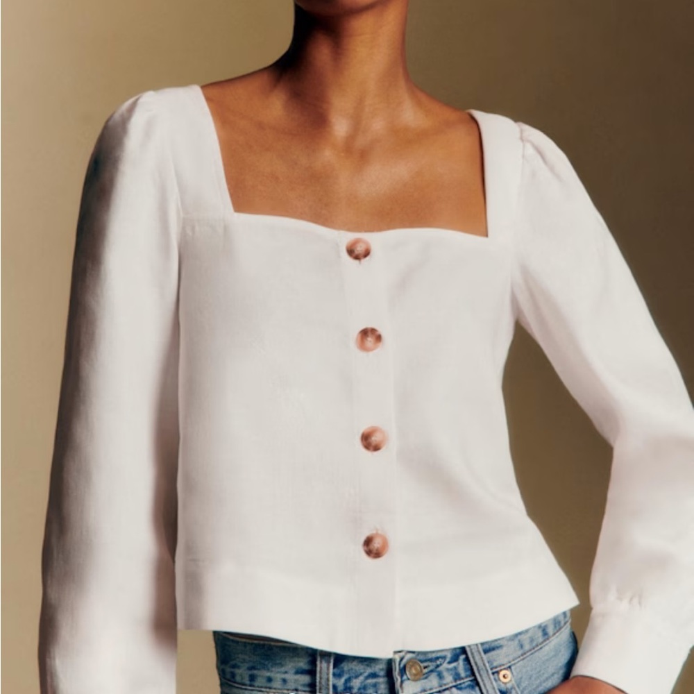Sezane Cream Button-Down Women's Top
